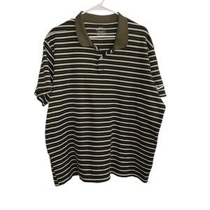 Nike Men's Polo Shirt Green Black White Stripes 2XL XXL Great Condition